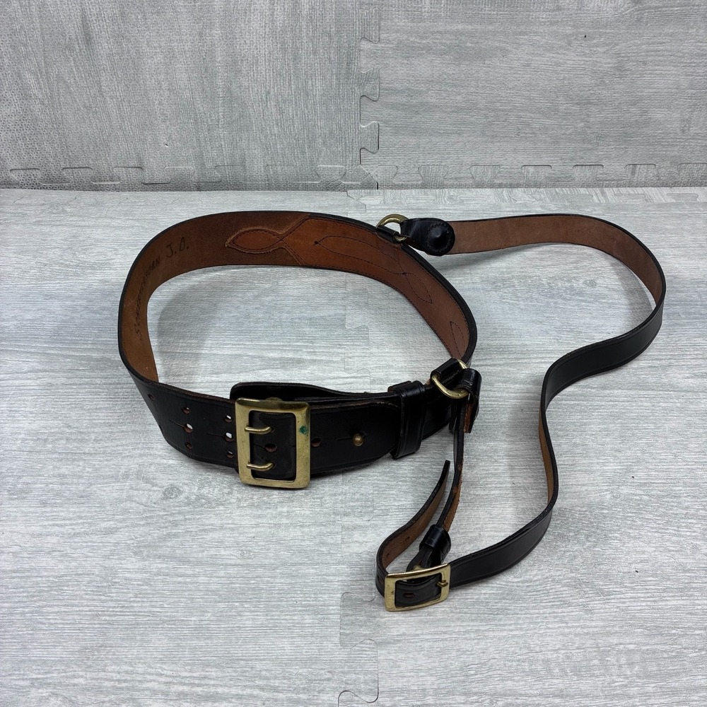 Vintage US Meyer Navy Officers Sword Belt Buckle Hangers Size 32 Leather